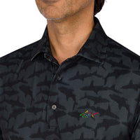 Greg Norman Shark Pattern Athletic Polo