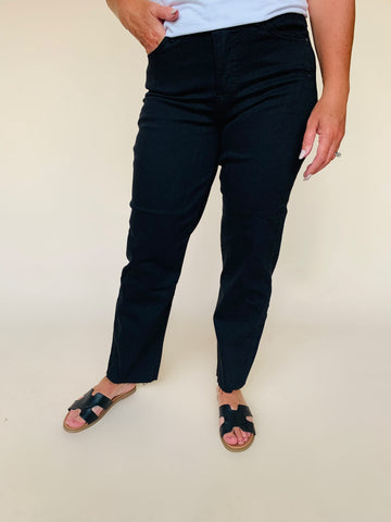 Social Standard Brand Straight Leg Jeans with Raw Hem