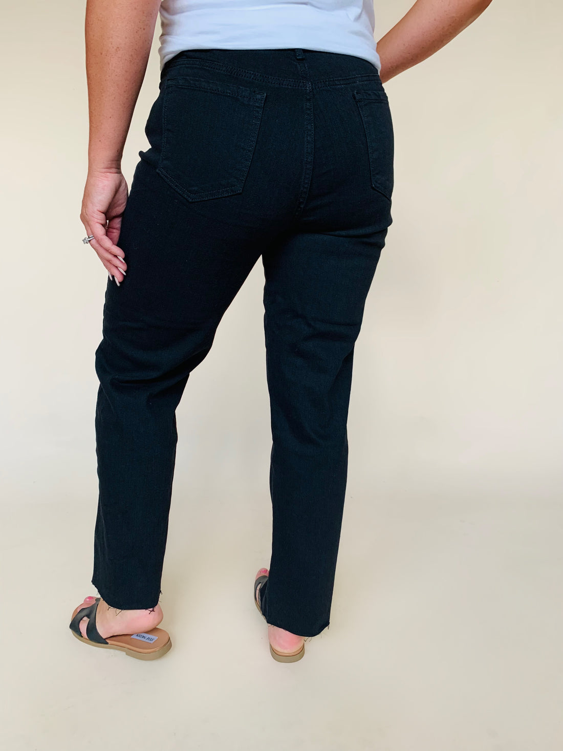 Social Standard Brand Straight Leg Jeans with Raw Hem