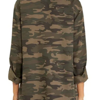 Social Standard Brand Camo Button Blouse