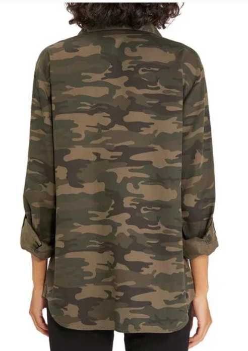 Social Standard Brand Camo Button Blouse